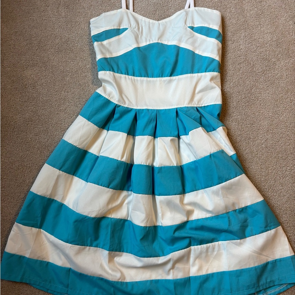 Stylish Blue and White Striped Kids Dress